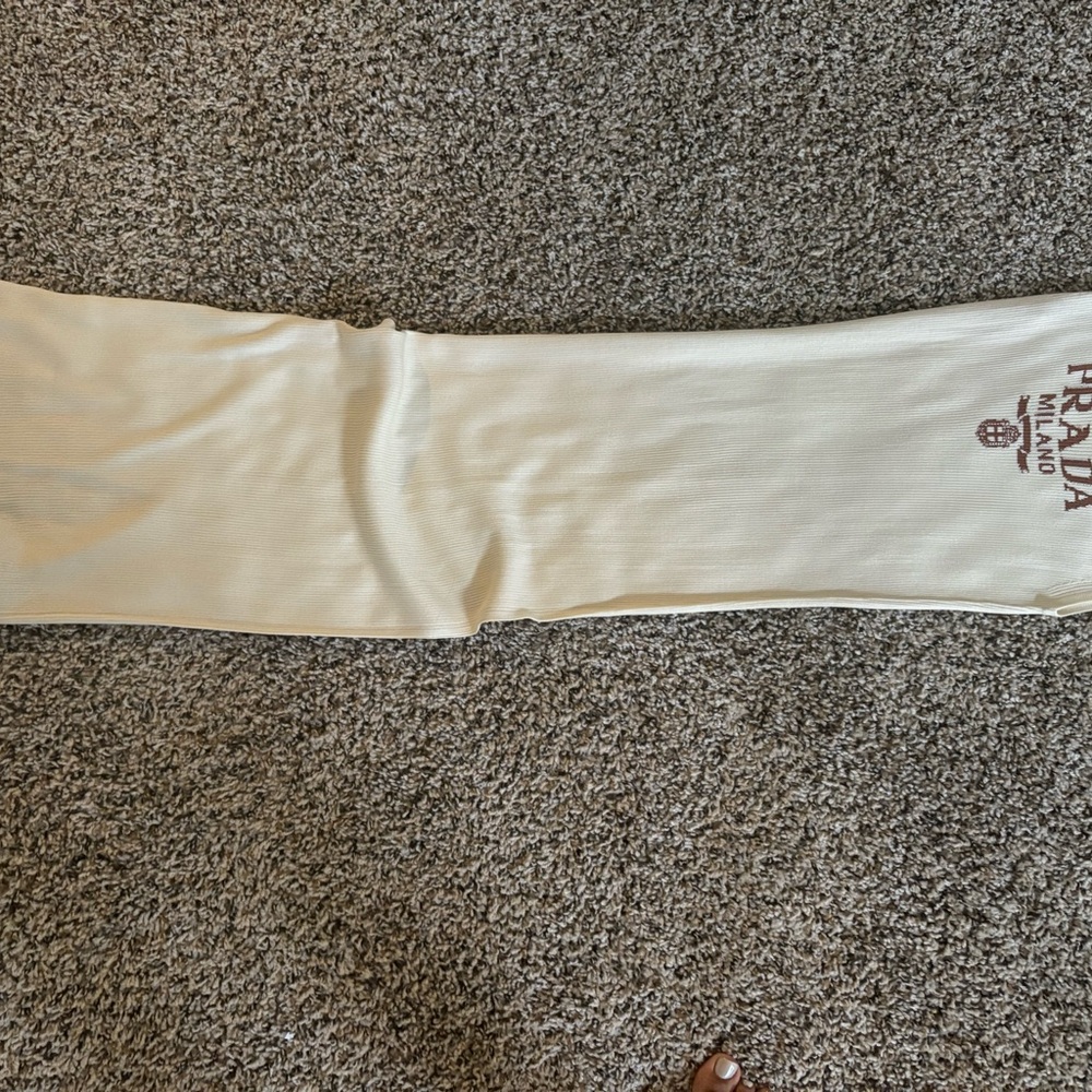 Prada Cream Ribbed Tank with Brown Logo - Picture 2 of 4